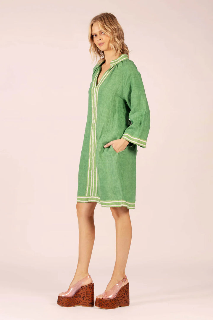 Allegra Linen Dress - Emerald