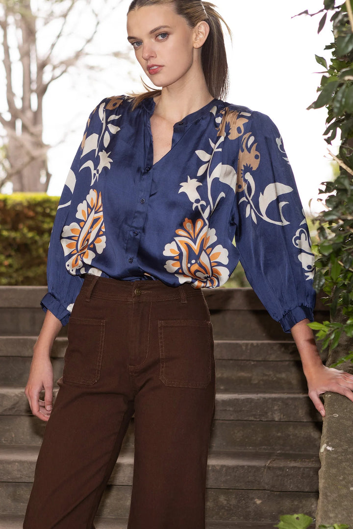 Jane Silky Shirt - Francine Navy