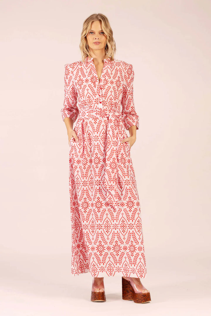 Mary Cotton Lace Maxi Dress - Red