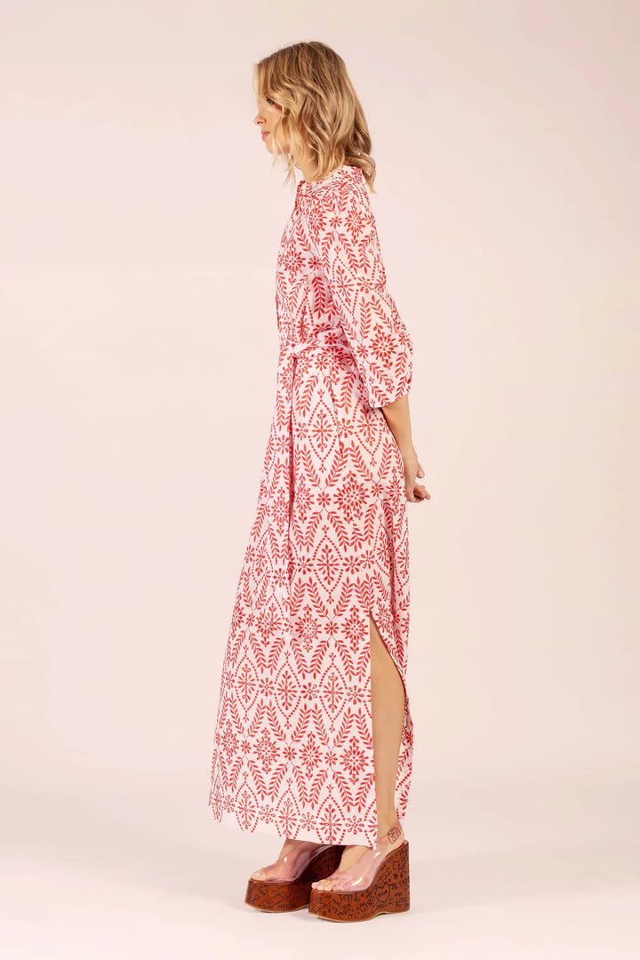 Mary Cotton Lace Maxi Dress - Red