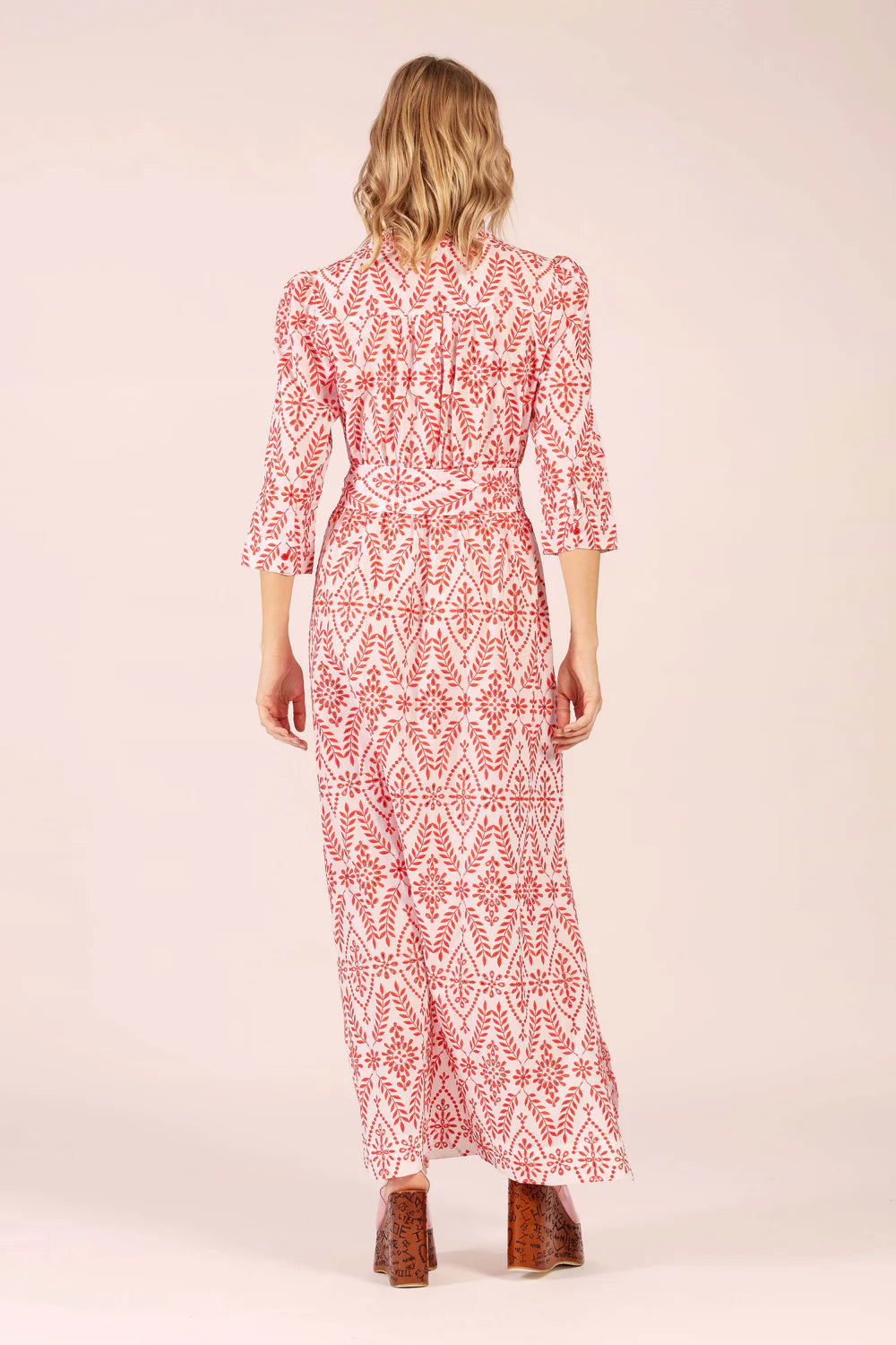 Mary Cotton Lace Maxi Dress - Red