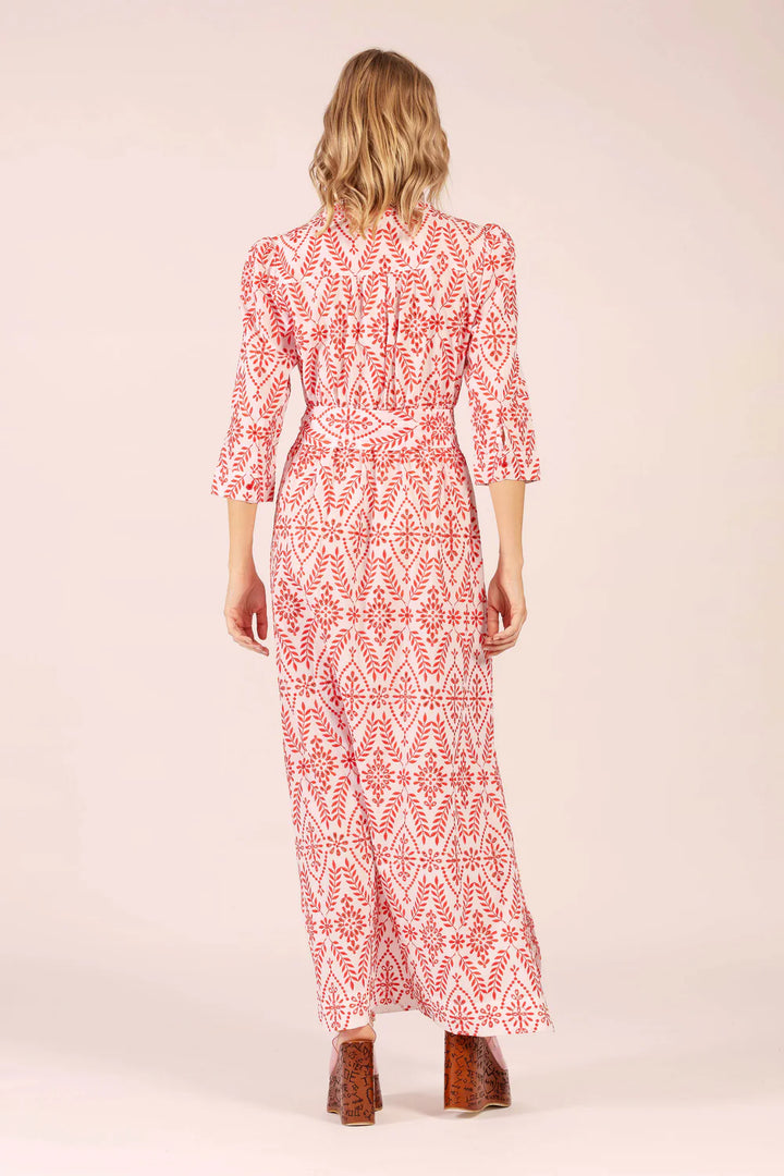 Mary Cotton Lace Maxi Dress - Red