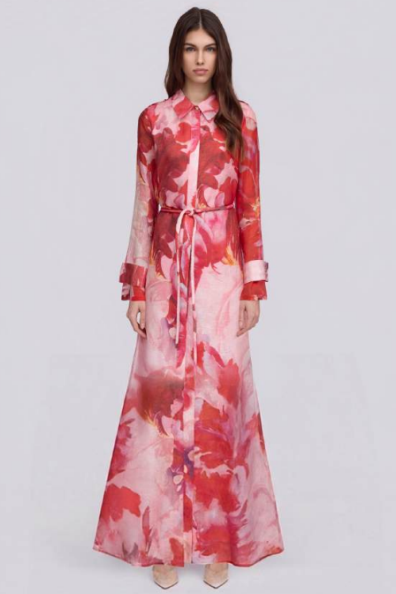 Louna Maxi Dress - Pink Red Floral