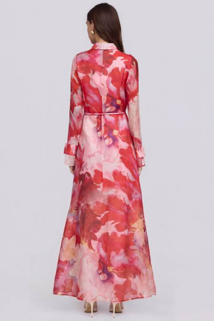 Louna Maxi Dress - Pink Red Floral