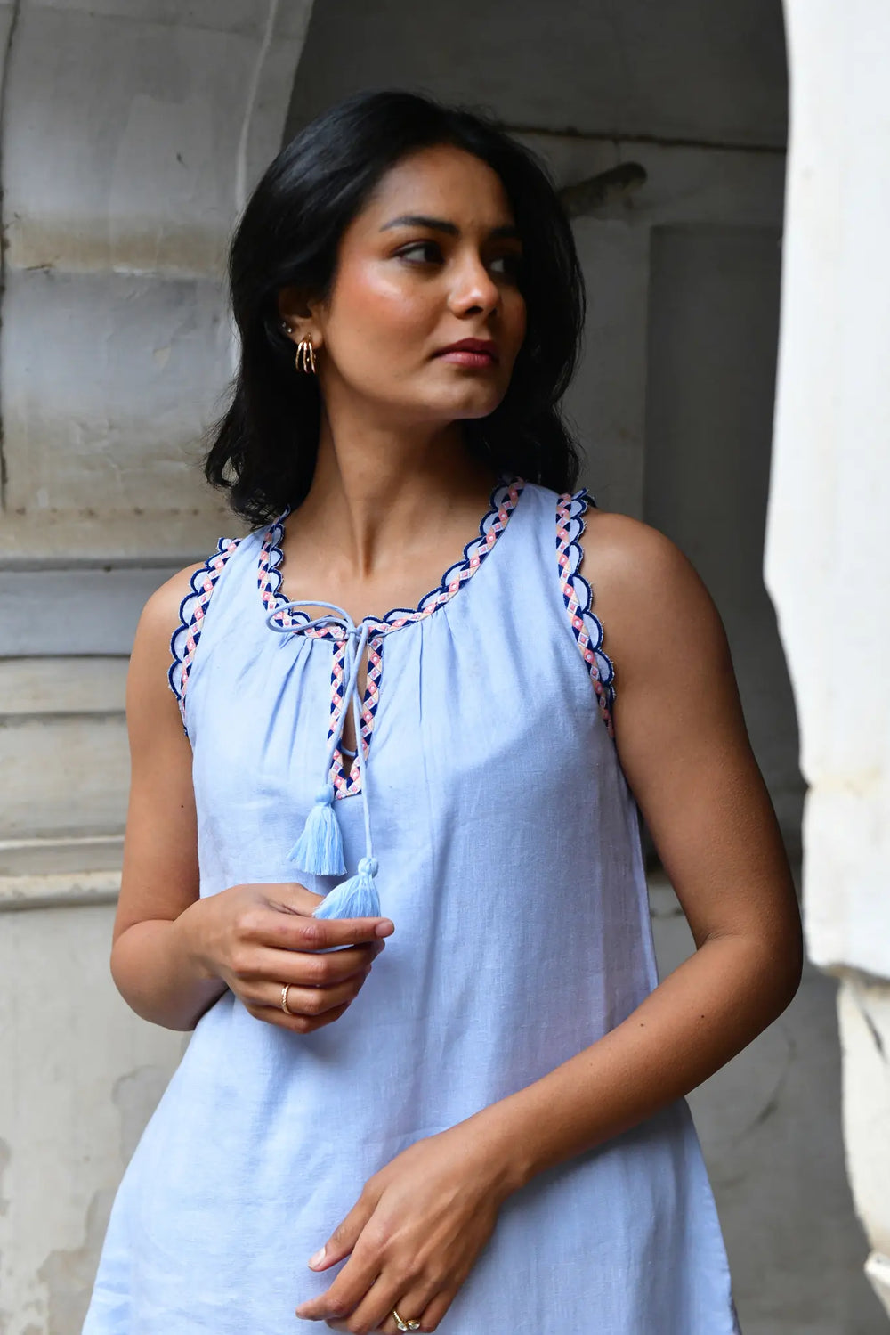 Azure & Indigo Maya Smocked Dress Sky