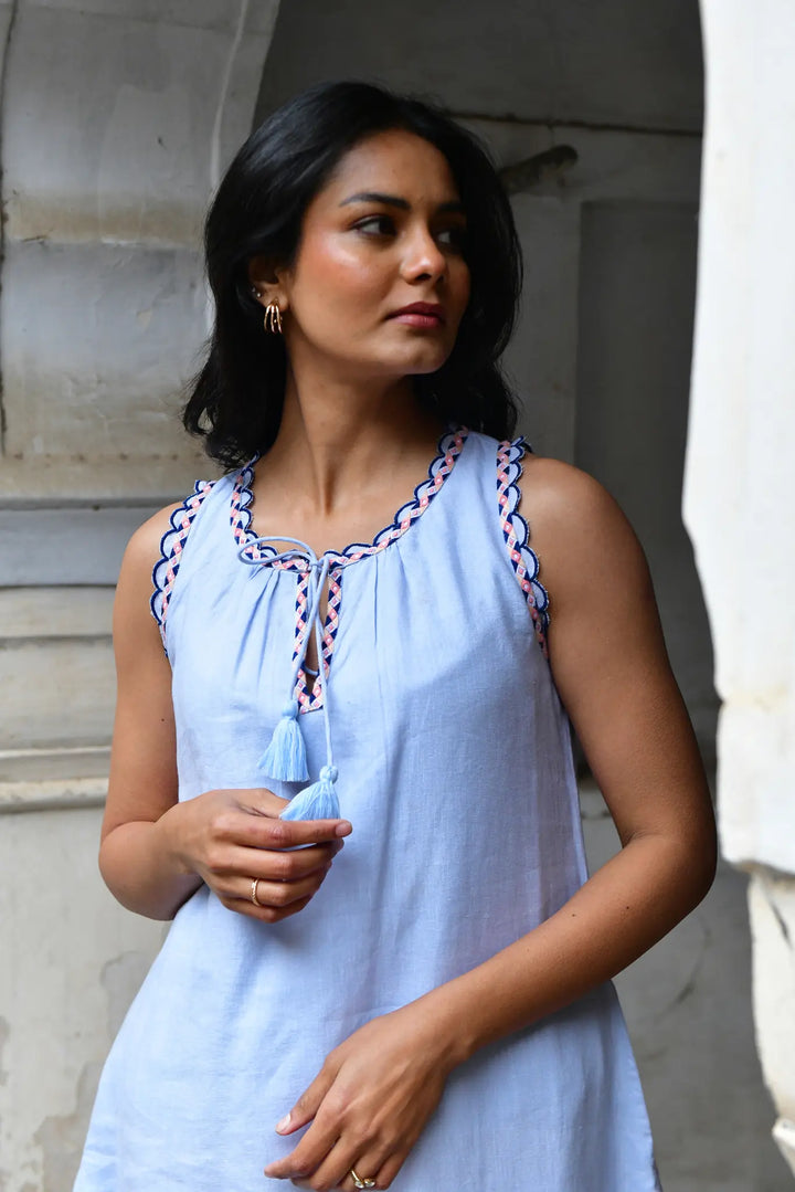 Azure & Indigo Maya Smocked Dress Sky