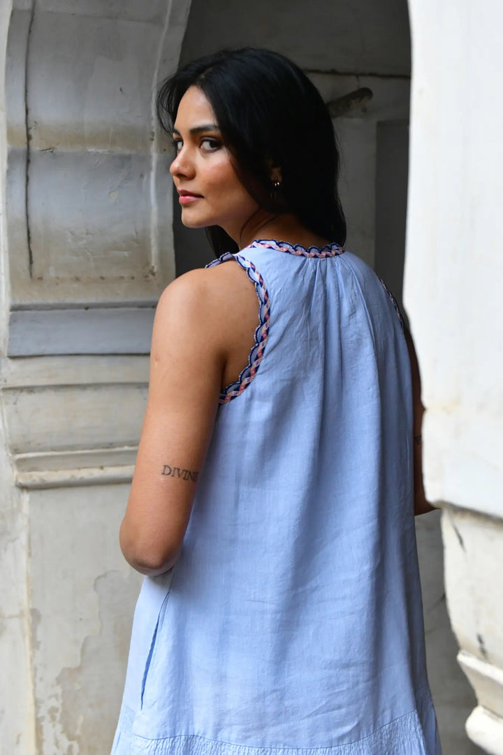 Azure & Indigo Maya Smocked Dress Sky