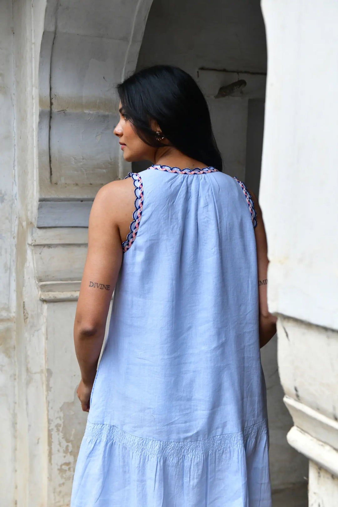 Azure & Indigo Maya Smocked Dress Sky