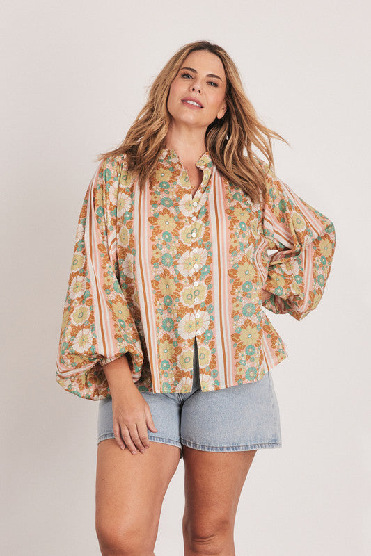 Mabel Pirate Blouse - Coral