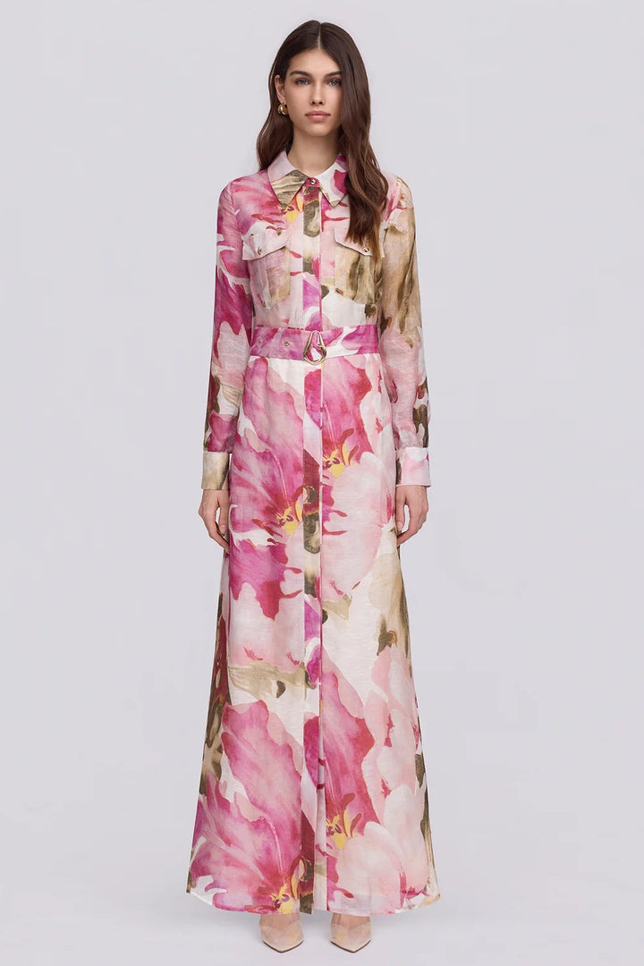Melinda Maxi Dress - Pink Olive Floral