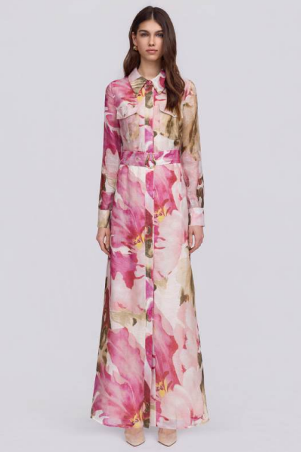 Melinda Maxi Dress - Pink Olive Floral