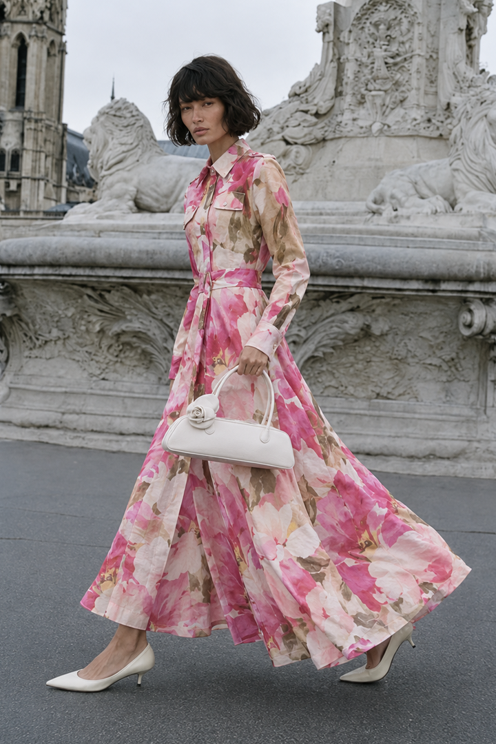 Melinda Maxi Dress - Pink Olive Floral