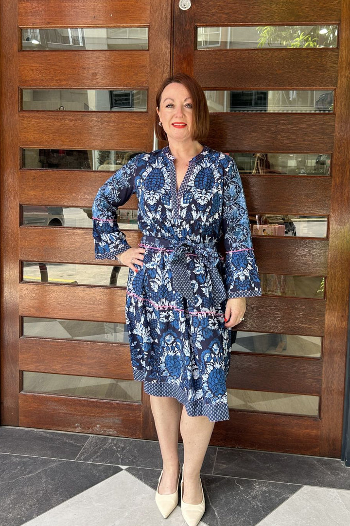 Morocco Midi Dress - Pineapple Navy/Pink