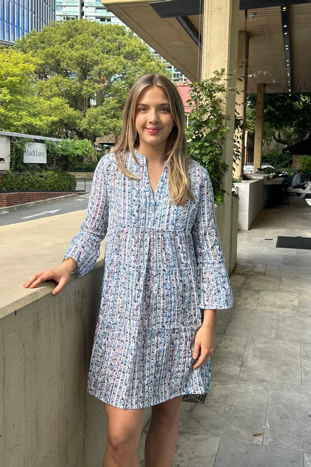 Morocco Mini Dress - Crystal lola Australia girl is wearing dress