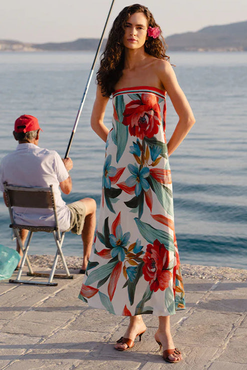 Fiorina Print Strapless Dress