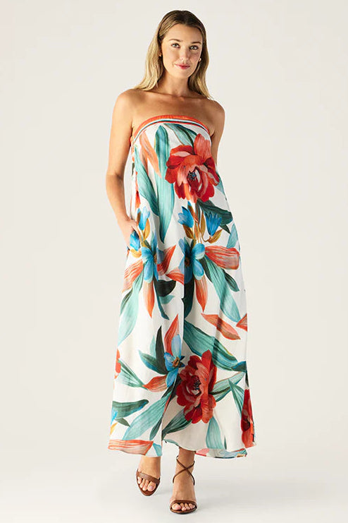Fiorina Print Strapless Dress