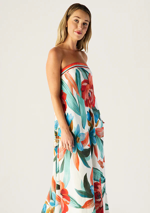 Fiorina Print Strapless Dress