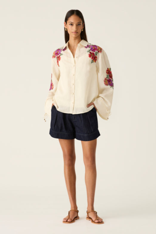 Frida Embroidery Shirt - Ivory