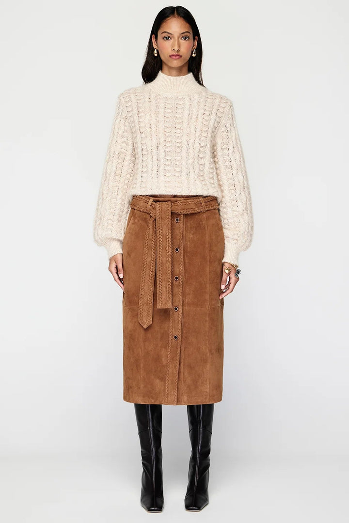 Nola Suede Midi Skirt - Toffee