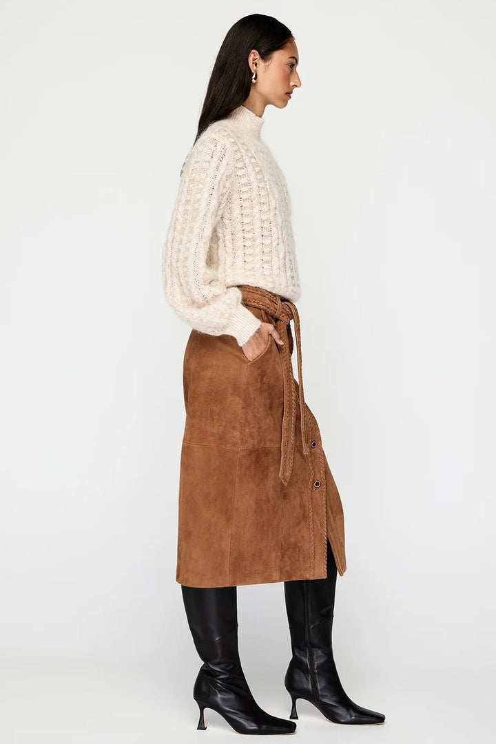 Nola Suede Midi Skirt - Toffee