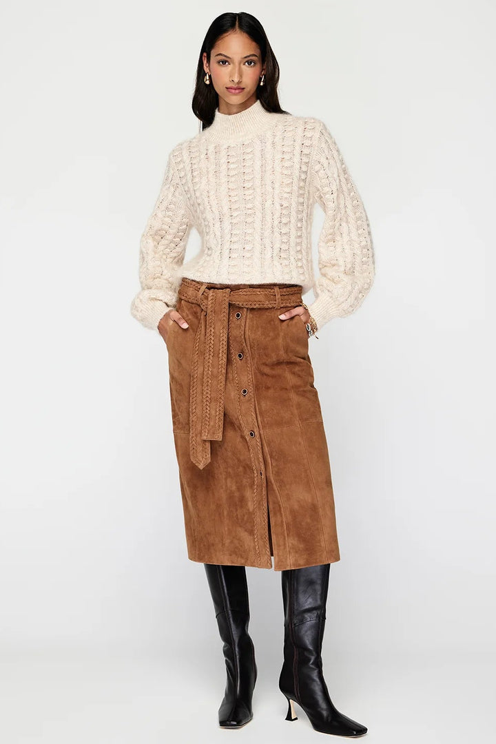 Nola Suede Midi Skirt - Toffee