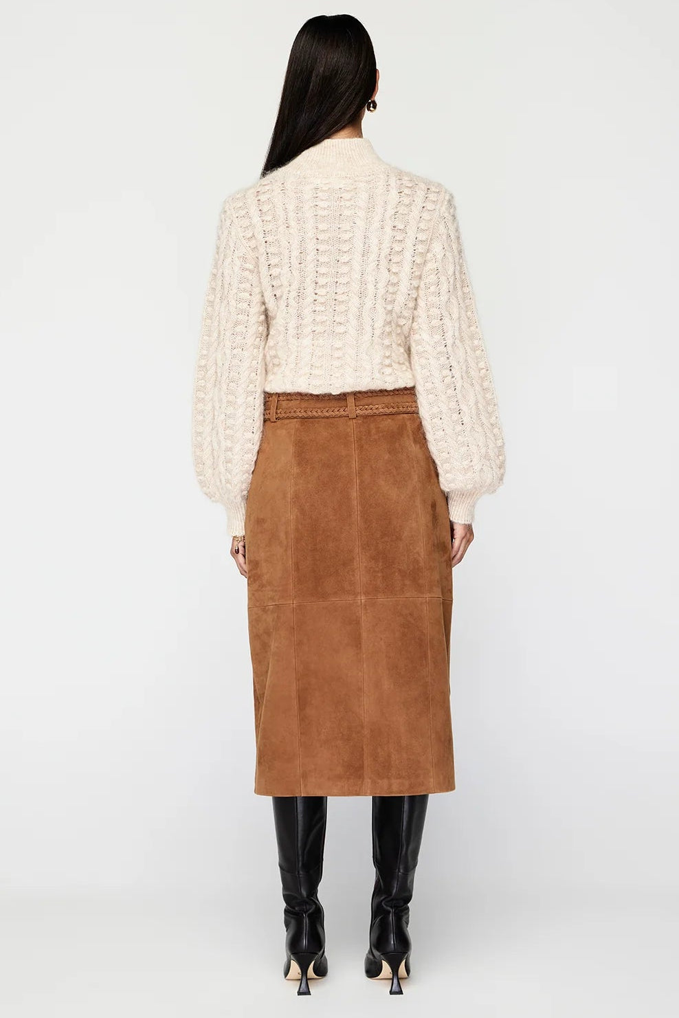 Nola Suede Midi Skirt - Toffee