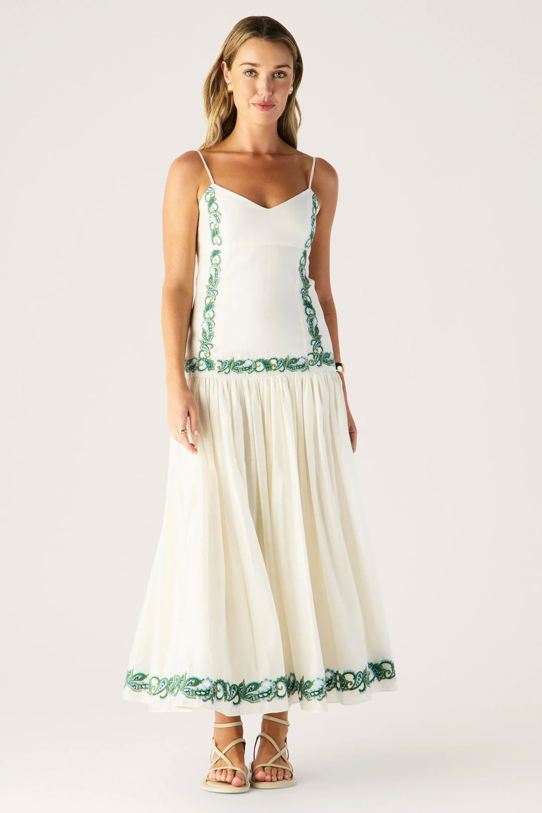 Mos the Label Porto Embroidery Strappy Dress