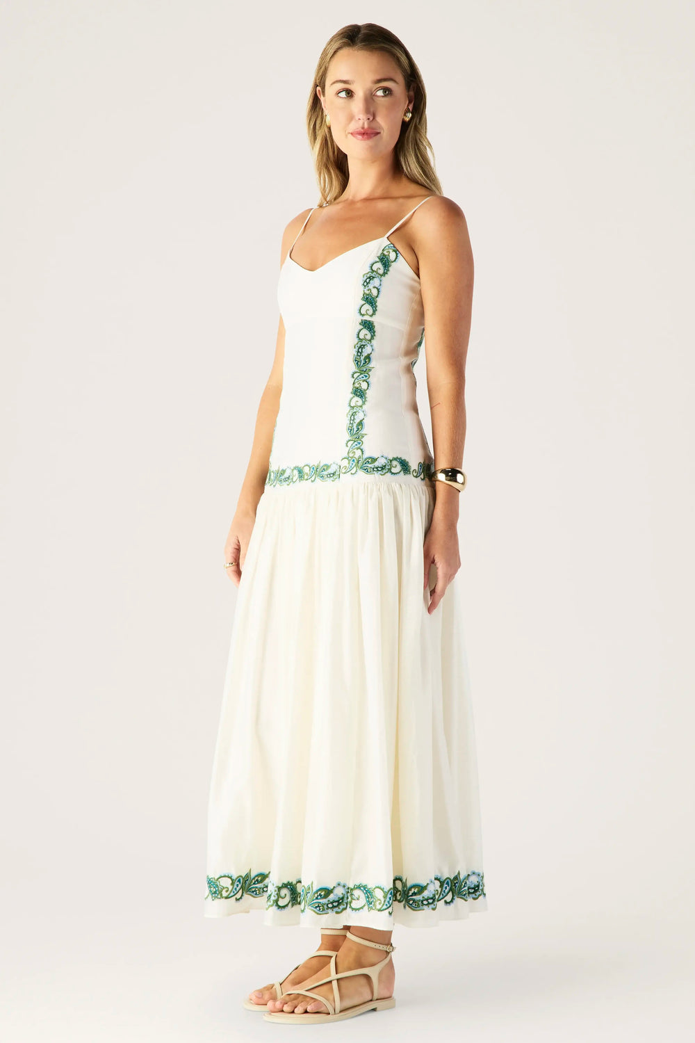 Mos the Label Porto Embroidery Strappy Dress