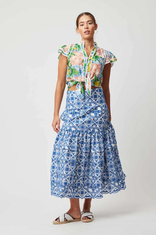 Elena Ruffle Blouse - Limonata Print