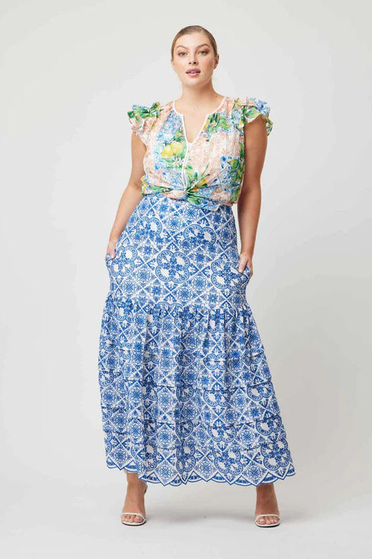 Elena Ruffle Blouse - Limonata Print