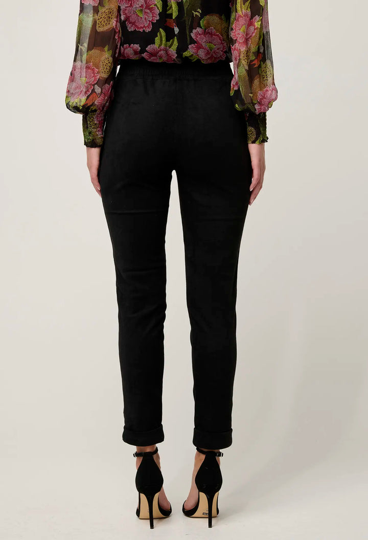 Everley Faux Suede Jogger - Onyx
