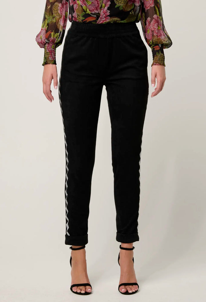 Everley Faux Suede Jogger - Onyx