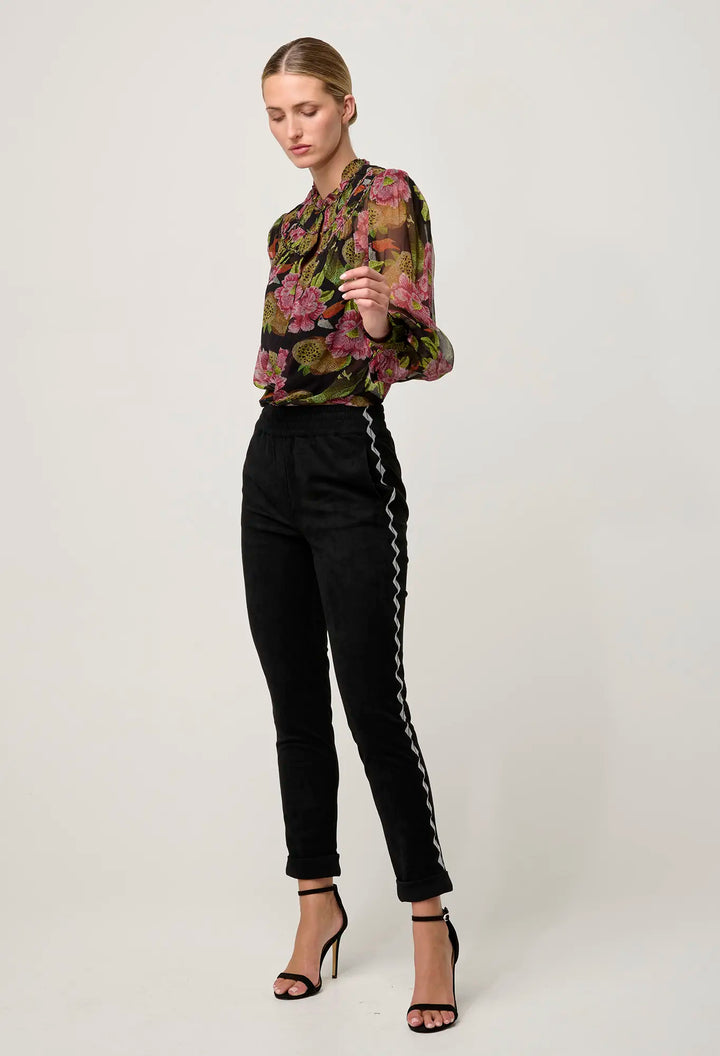Everley Faux Suede Jogger - Onyx