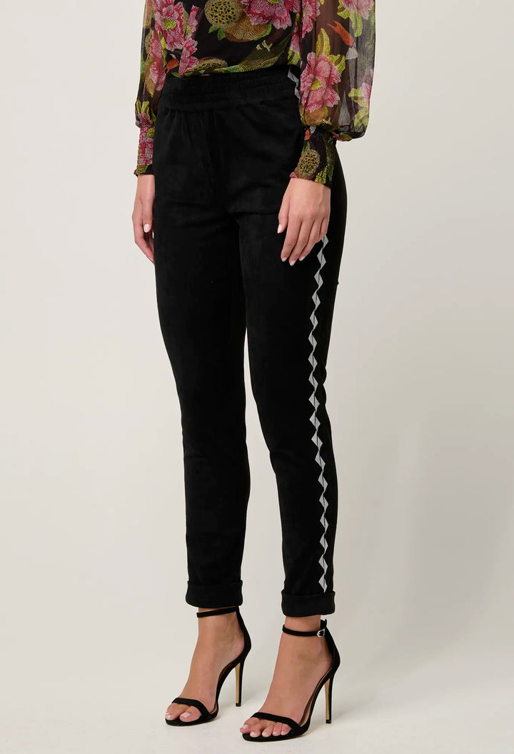 Everley Faux Suede Jogger - Onyx