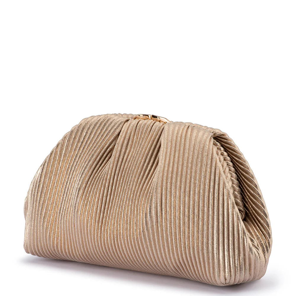 Naomi Pleated Clutch - Gold