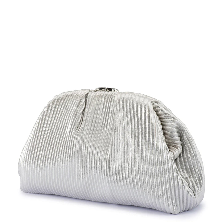 Naomi Pleated Clutch - Silver