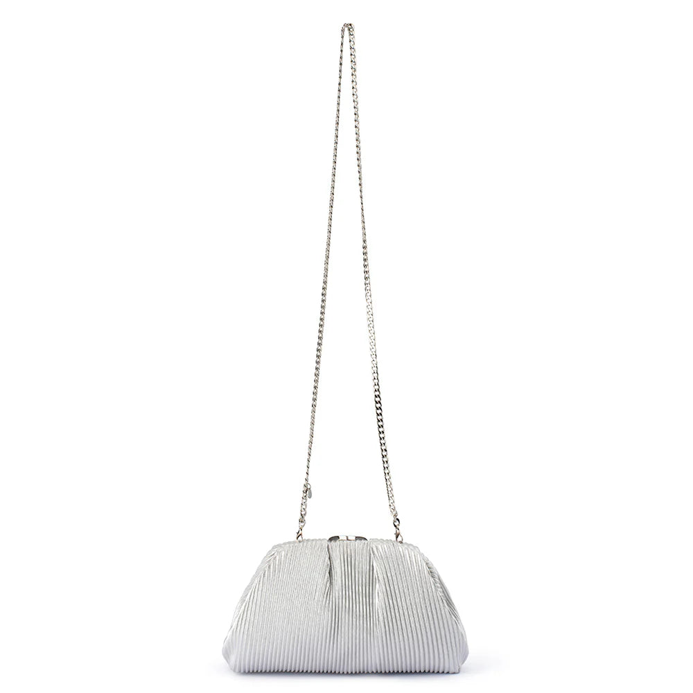 Naomi Pleated Clutch - Silver
