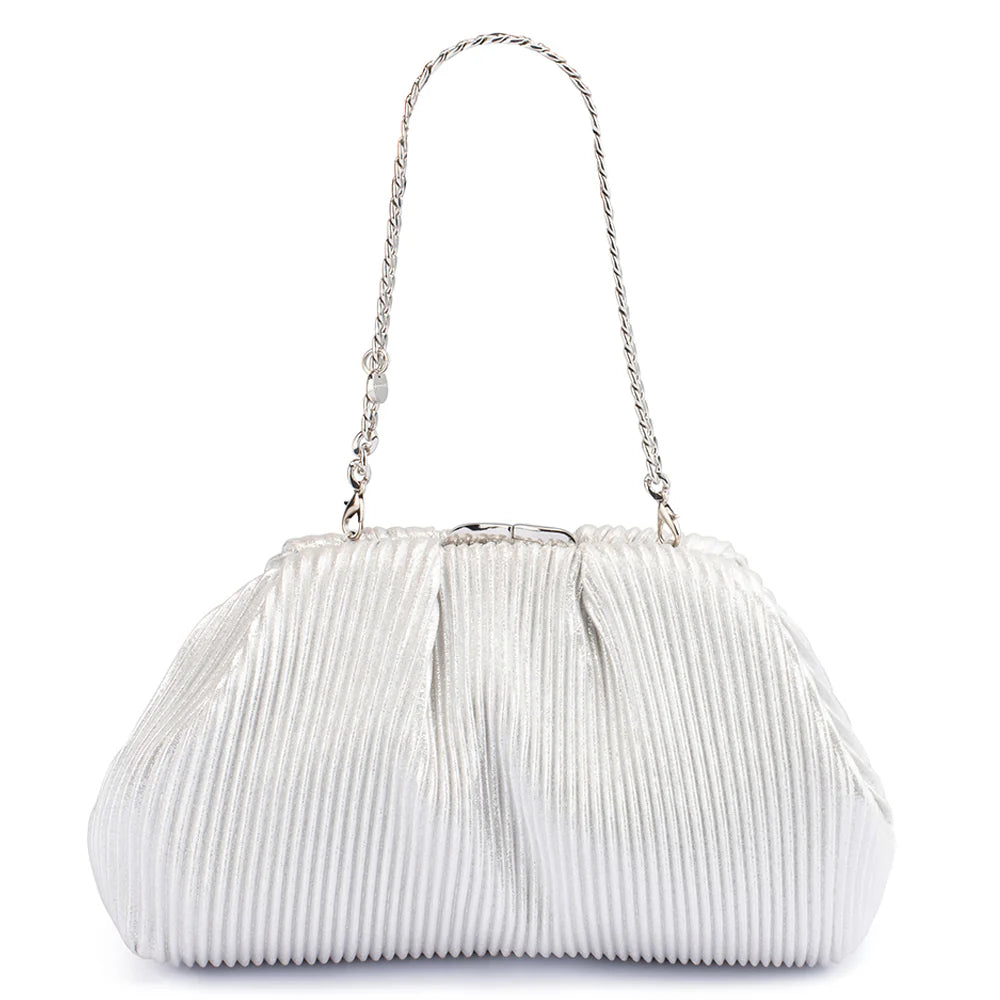 Naomi Pleated Clutch - Silver