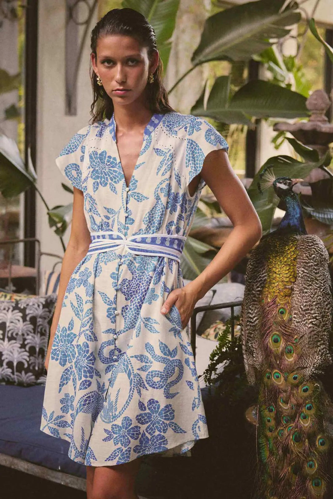 Once Was Adrianna Dress Azure Mosaic