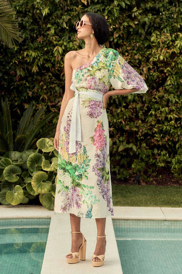 Bahia Linen Viscose Dress in Wisteria Alba
