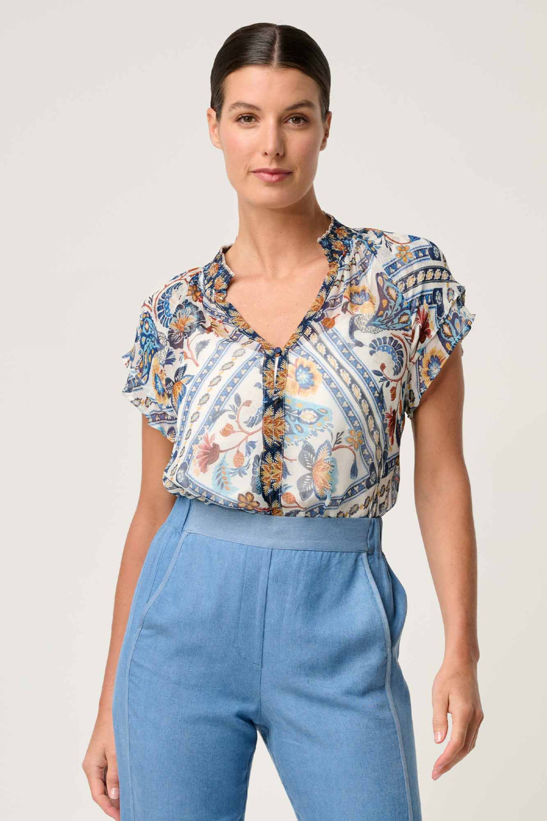Calandra Flutter Sleeve Top - Petinos Floros