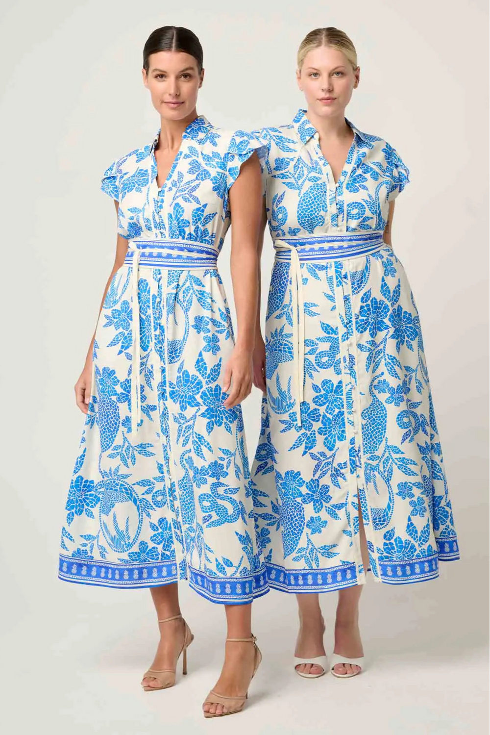 Once Was Callista Placement Print Dress Azure Mosaic