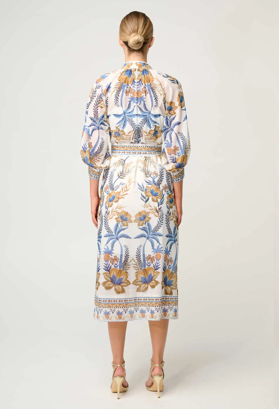 Carmen Silk Cotton Maxi Dress in Golden Medina