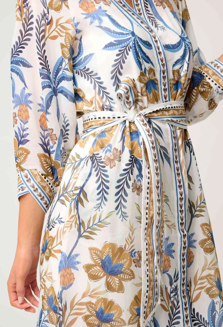 Carmen Silk Cotton Maxi Dress in Golden Medina