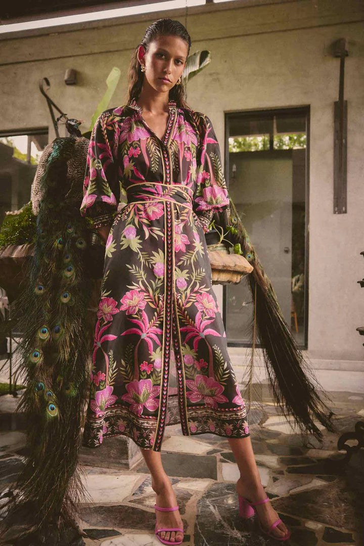 Once Was Carmen Silk Cotton Maxi Dress Anthos Lotos
