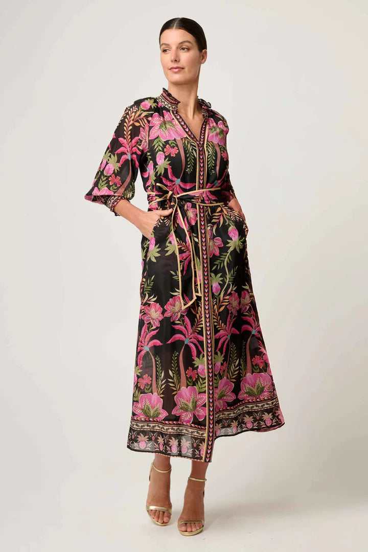 Once Was Carmen Silk Cotton Maxi Dress Anthos Lotos
