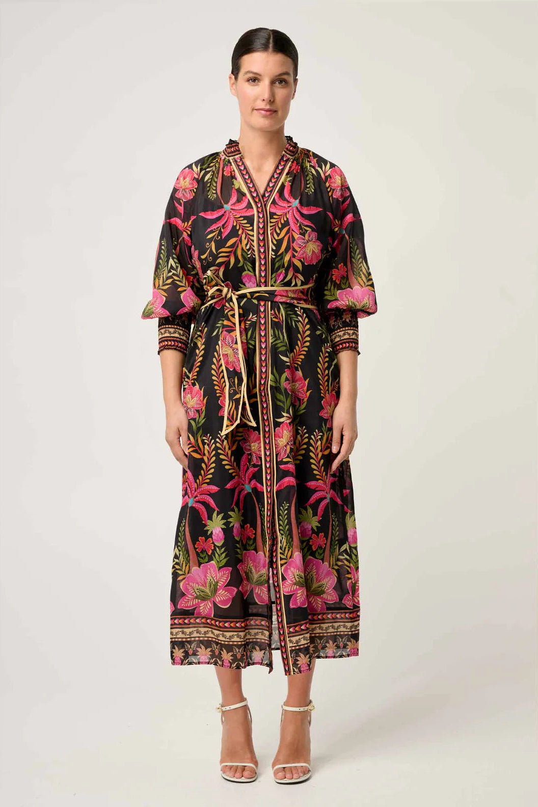 Once Was Carmen Silk Cotton Maxi Dress Anthos Lotos