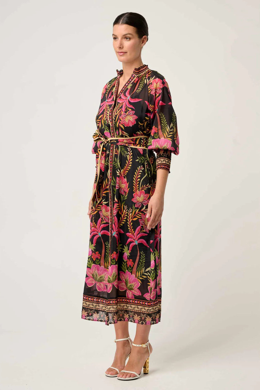 Once Was Carmen Silk Cotton Maxi Dress Anthos Lotos