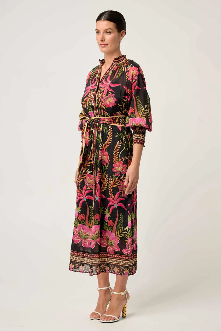 Once Was Carmen Silk Cotton Maxi Dress Anthos Lotos