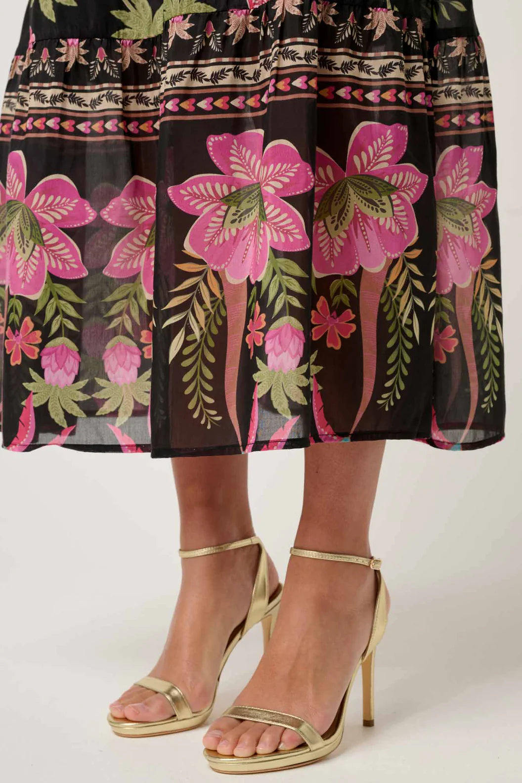 Once Was Cordelia Shirred Silk Cotton Skirt - Anthos Lotos